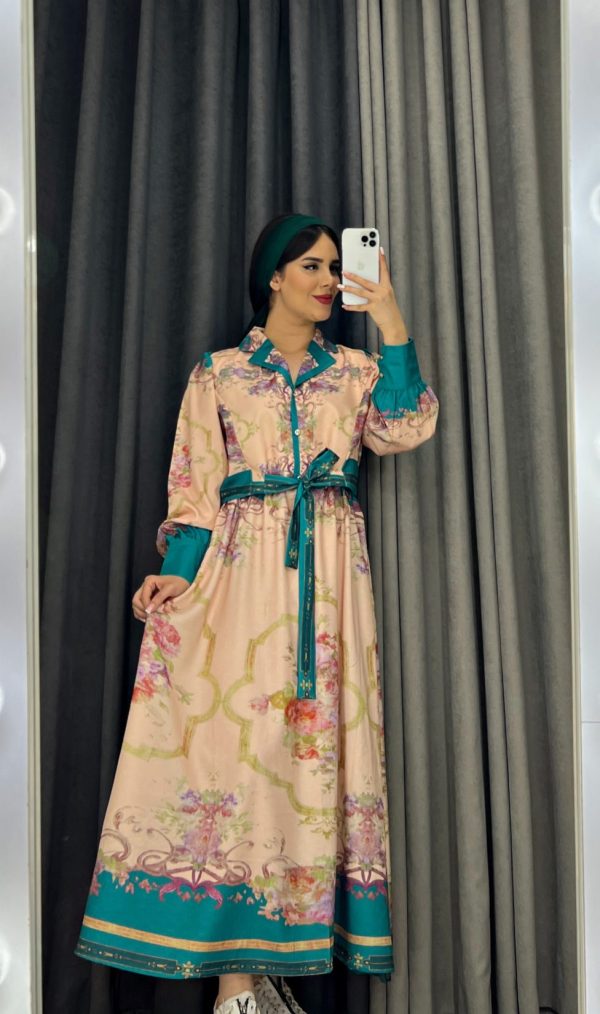 بلوز دامن گلدار مشکی کرم کد 1032 - Image 2